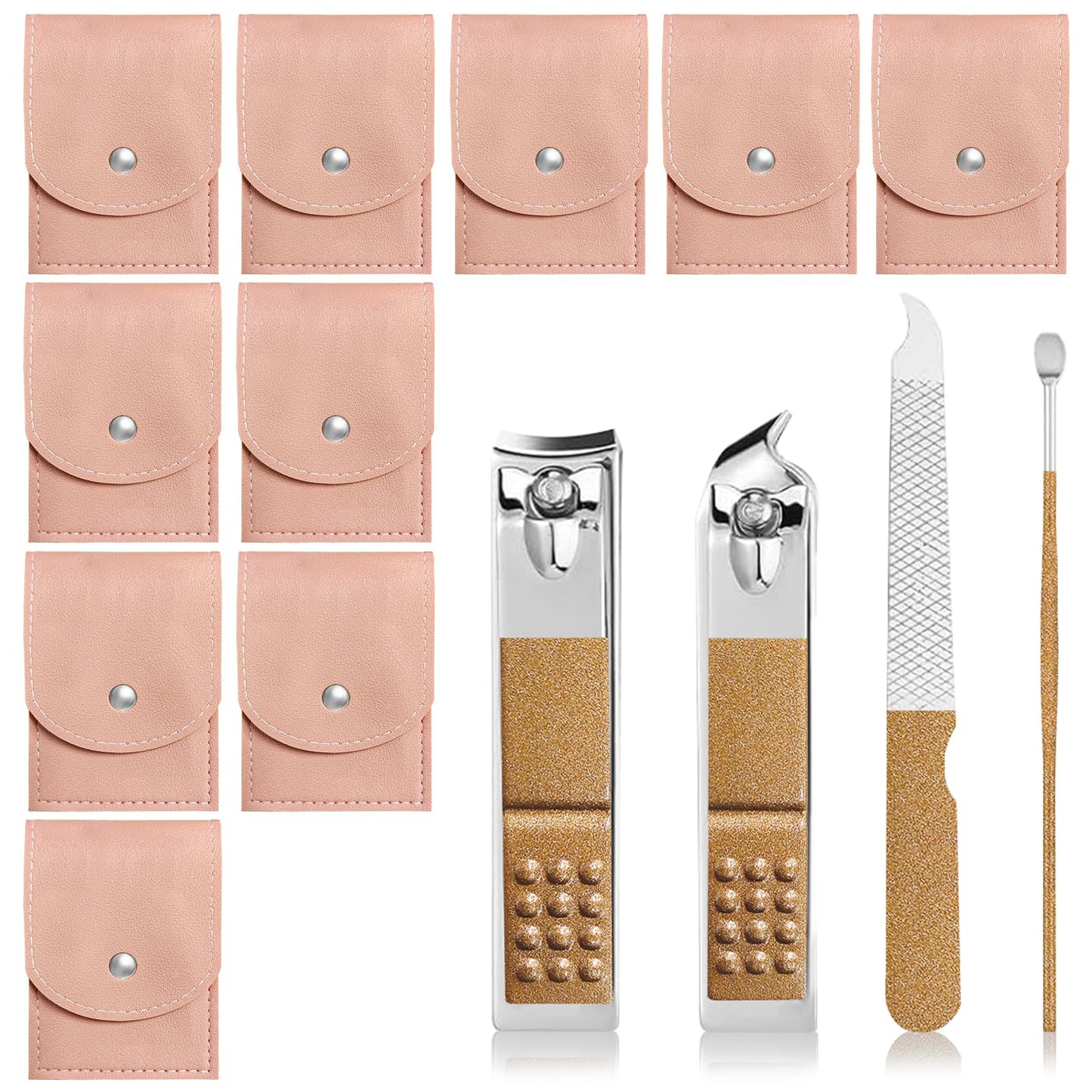 NYVEER 10-Piece Complete Nail Care Kit - Professional Manicure & Pedicure Set with Stainless Steel Tools, Portable Travel Nail Clipper Kit for Home Use, Travel & Gifts - Pink PU Leather Case