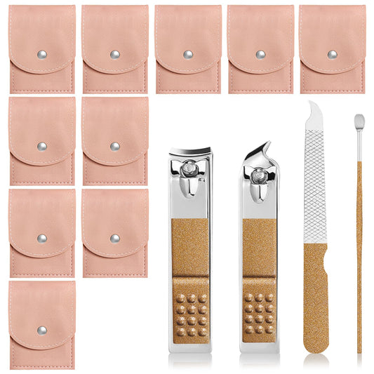 NYVEER 10-Piece Complete Nail Care Kit - Professional Manicure & Pedicure Set with Stainless Steel Tools, Portable Travel Nail Clipper Kit for Home Use, Travel & Gifts - Pink PU Leather Case