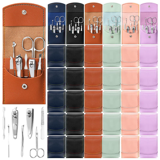 Leriton 60 Sets Travel Manicure Set Professional Nail Set 7 in 1 Stainless Steel Manicure Kit Grooming Kits Nail Care Tools with Care Tools Beauty Scissors Tweezers Gift for Mothers Day(Vintage Color)