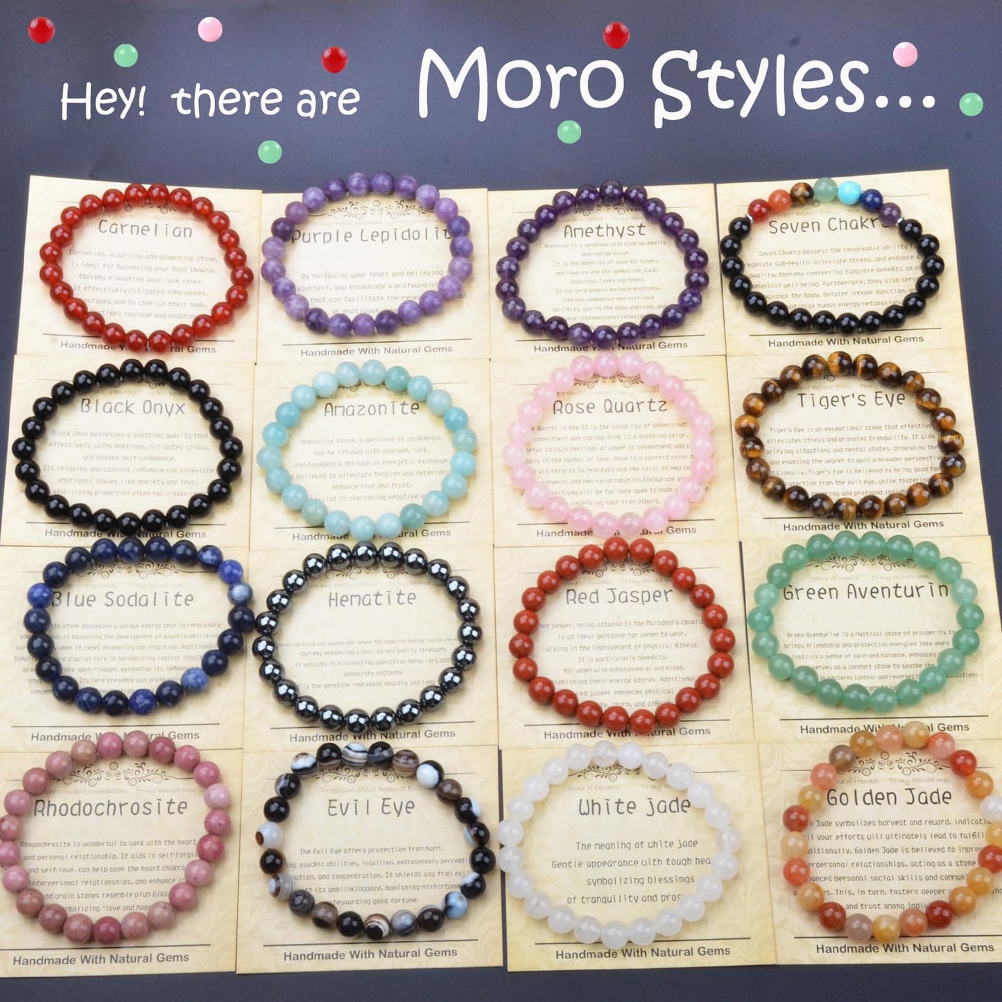 CHCCOYE 8mm Natural Healing Gemstone Bracelet Handmade Yoga Stretch Elastic Bracelet Stress Relief Crystal Jewelry for Men and Women (8mm Lapis Lazuli)