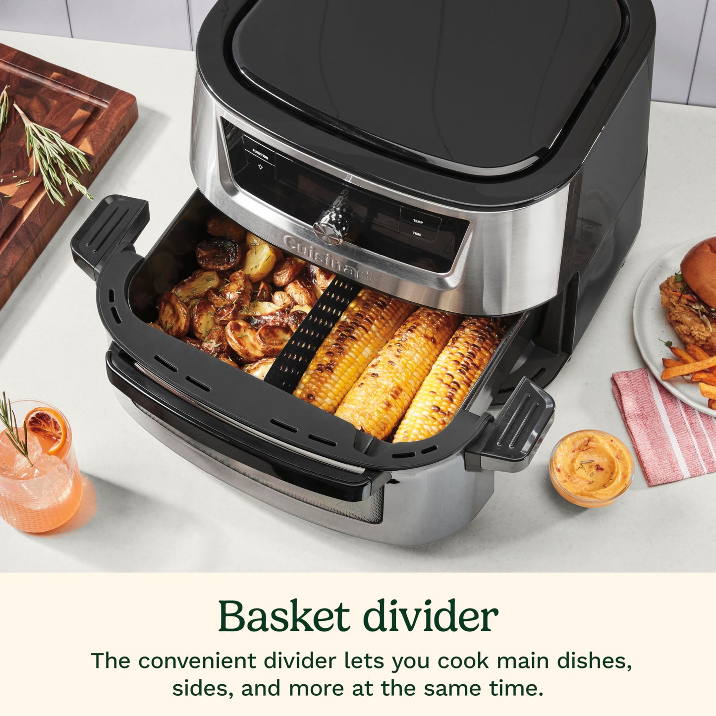 Cuisinart Air Fryer, 9-Quart Basket Stainless Steel Fryer Oven with 6 Presets to Roast, Bake, Broil, Air Fry, Dehydrate and Keep Warm, Dishwasher-Safe Parts, Quick & Easy Meals, AIRX-221, Black