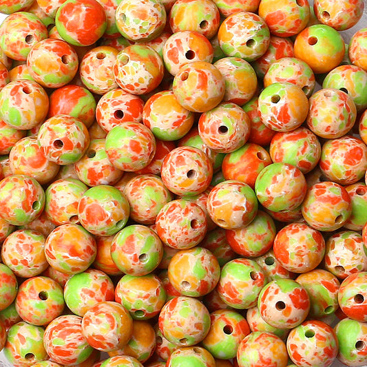 NUKAYAI Green Orange Imperial Jasper Beads 60Pcs 8mm Round Crystal Beads for Bracelet Necklace DIY Earrings Making