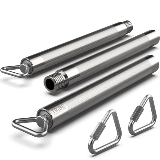 Tribe Lifting Resistance Band Bar - Heavy Duty Steel Bar for Resistance Bands - Resistance Bands Bar 3-Section Adjustable 39 to 27 Inch - Ball Bearing Swivel - Portable Home Gym Workout