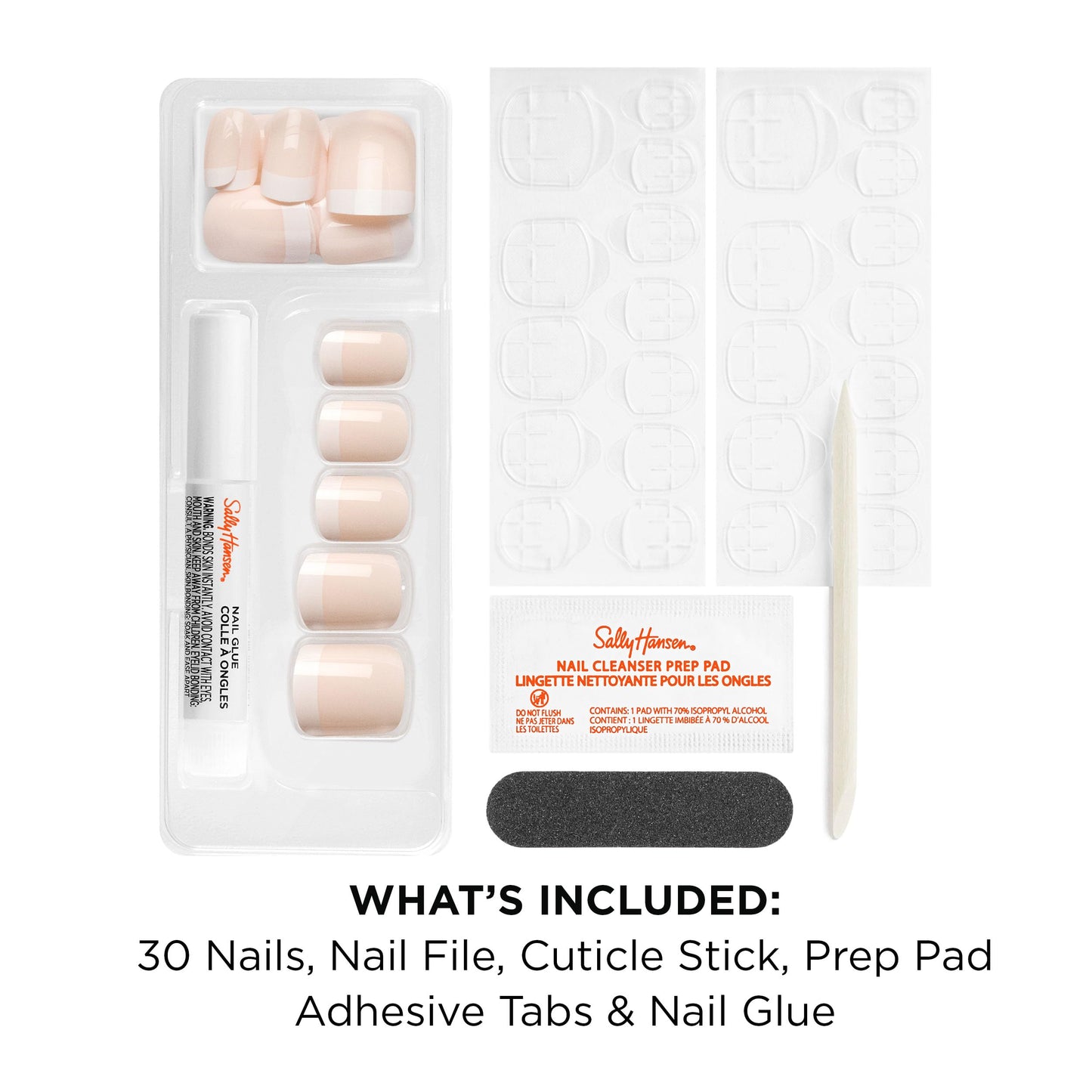 Sally Hansen Salon Effects® Perfect Manicure, À La Mode, Press On Nails, Square Shaped, Non-Damaging Adhesive Tabs, File, and Alcohol Pad Included