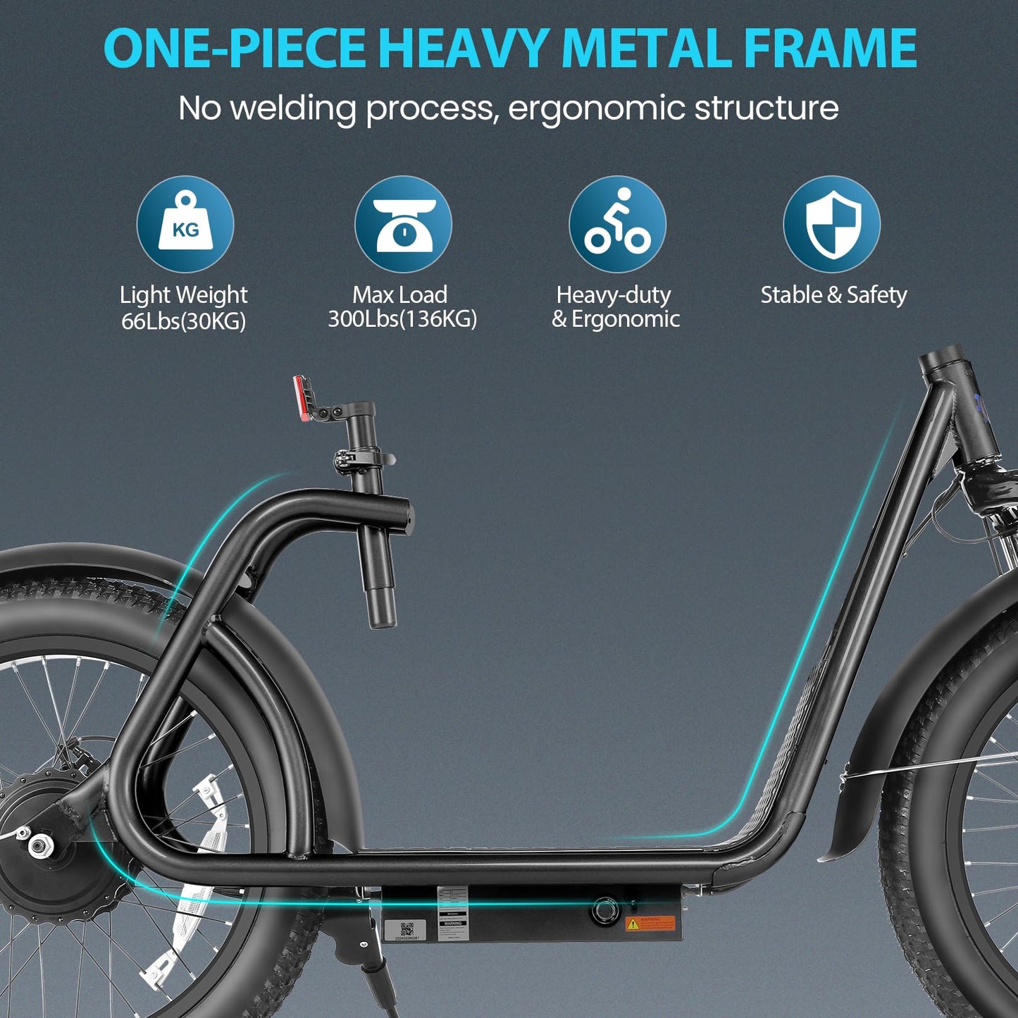 Caroma 819W Foldable Electric Scooter Adults, 20" Fat Tire Electric Bike with 500Wh Battery, Up to 30Miles & 20MPH, Adult Electric Bicycles for Commuting with Basket&Adjustable Seat（Black）