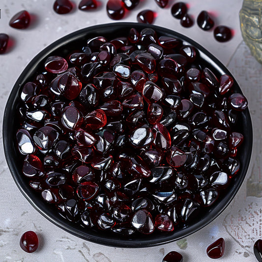 SigMntun Polished Garnet Crystal Chips 200 Pcs - 0.3" 10 oz Tumbled Stone Chips Crushed Sea Glass Stones Healing Reiki Crystal Jewelry Making Home Decoration