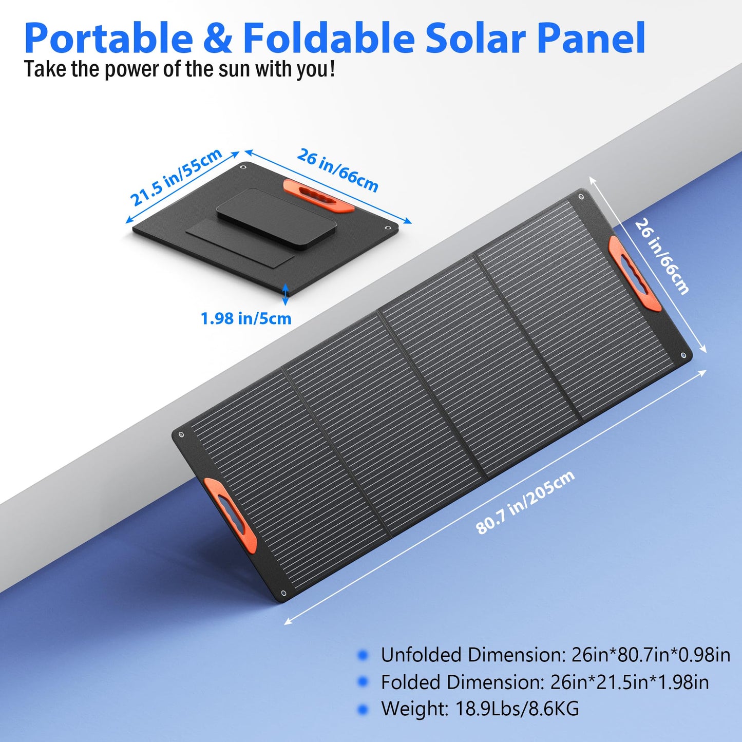 200W Portable Solar Panels for Power Station, 24% High Efficiency, 200 Watt Monocrystalline Foldable Solar Panel Charger with 5V USB/20V DC Output, Adjustable Kickstand for Camping, Off-Grid Living