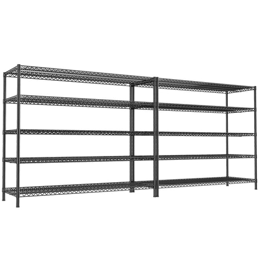 REIBII 55.5" W Storage Shelves 3200LBS Wire Shelving Unit 5 Tier Metal Shelving Garage Shelving 2PCS Heavy Duty Metal Shelves for Storage Rack Commercial Adjustable Pantry Shelf