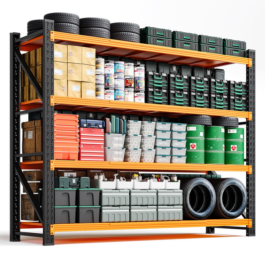 Letaya 6000LBS Heavy Duty Storage Shelves,79" H Metal Garage Shelving Units,4 Tier Large Tall Industrial Shelving,Adjustable Utility Rack Shelf for Warehouse,Basement (Orange, 79" W x 24" D x 79" H)