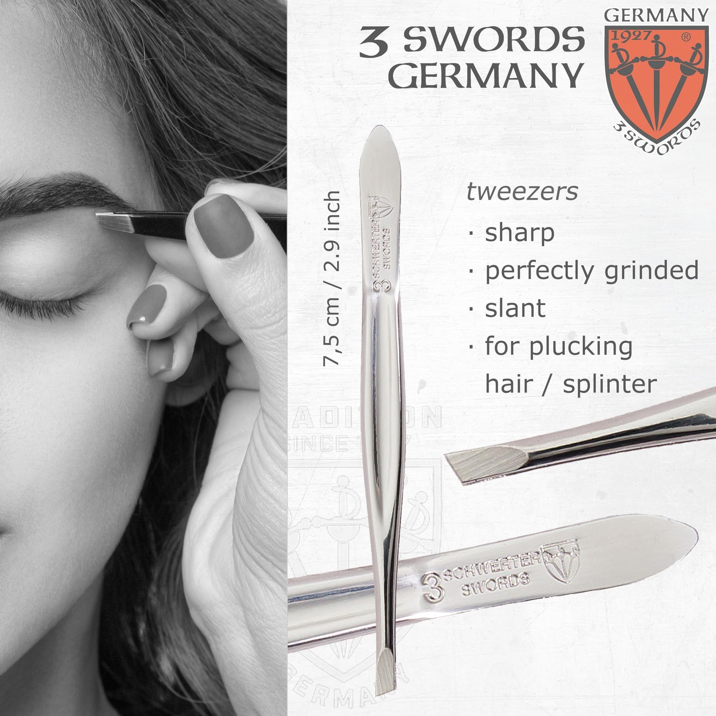 3 Swords Germany - Brand Quality 4 Piece Manicure Pedicure Grooming kit Set for Professional Finger & Toe Nail Care Tweezers File Clipper Fashion Leather case in Gift Box, Made by 3 Swords (03621)