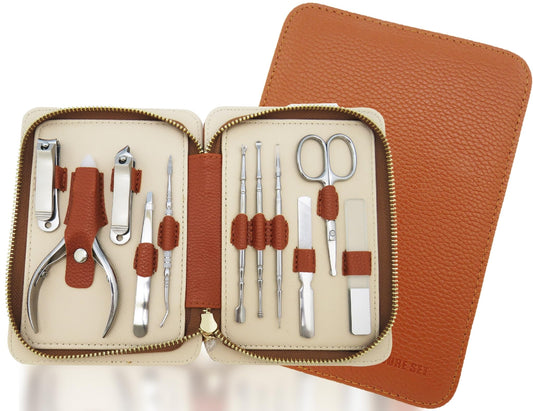 11 in 1 Manicure Set with Case Professional Manicure Tool Kit, anicure Sets Pedicure Kits Stainless Steel Nail Clipper Personal Care Tools with PU Leather Case, MK4203