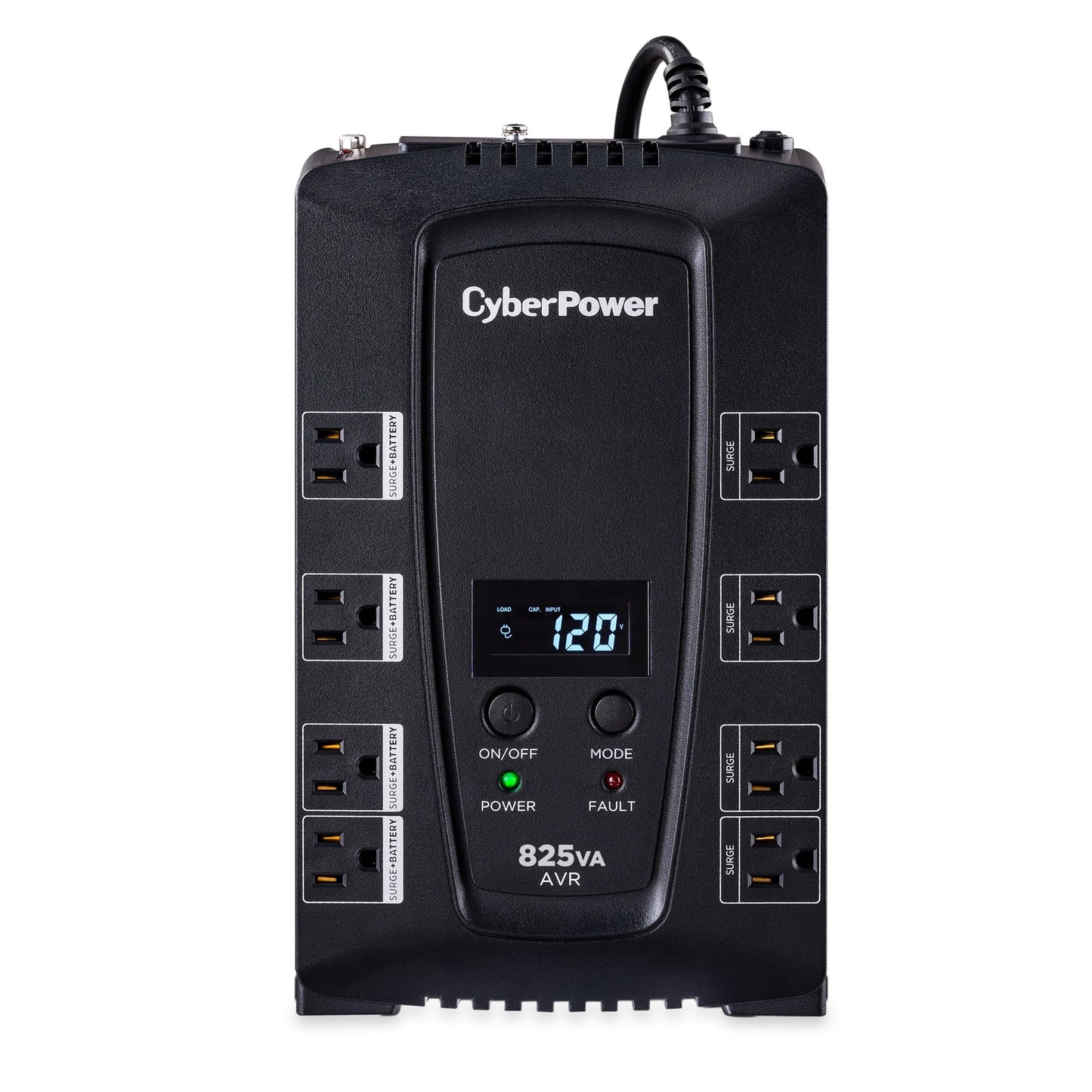 CyberPower CP825AVRLCD Intelligent LCD UPS Battery Backup and Surge Protector, 825VA/450W, 8 Outlets, AVR, Compact, UL Certified