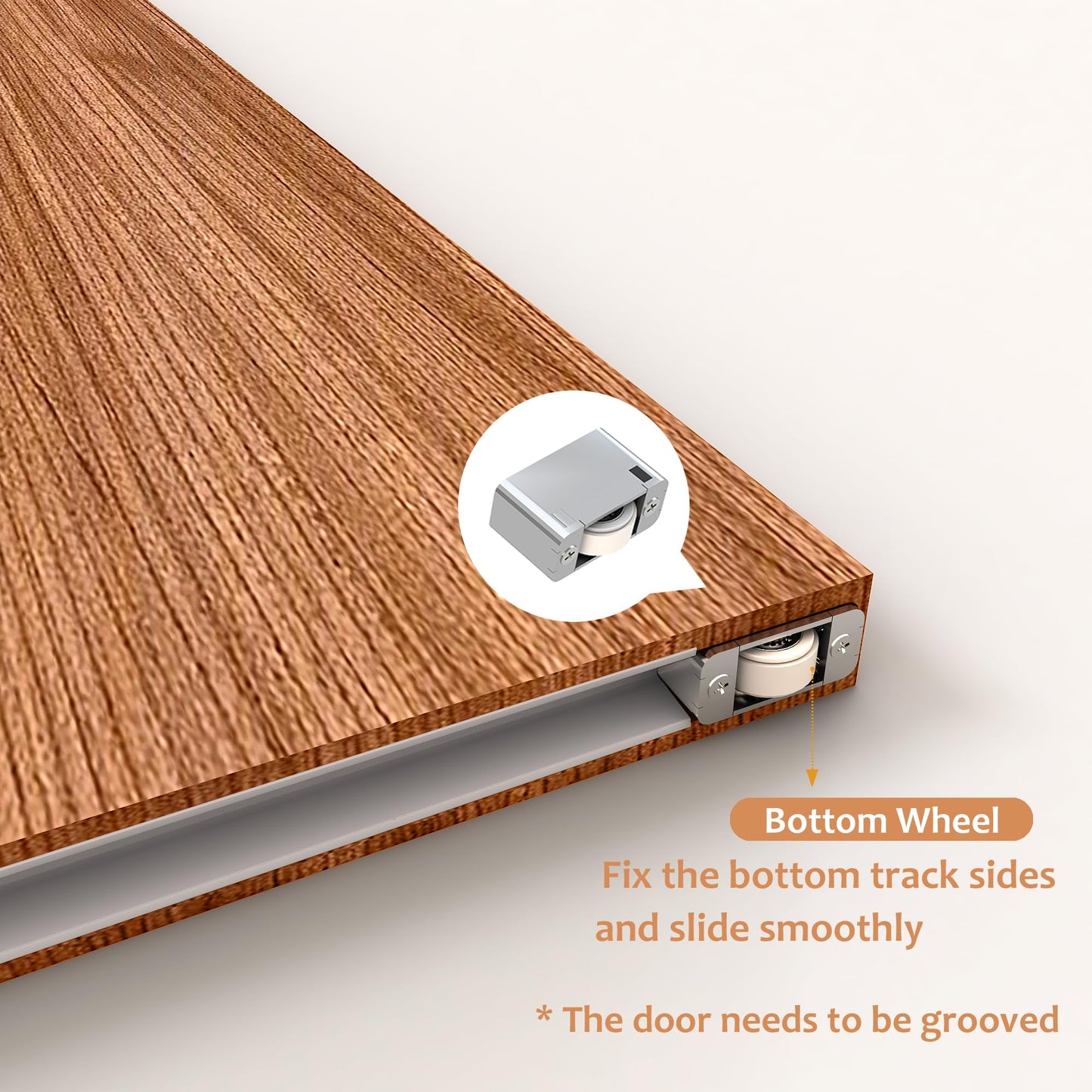 JUBEST 36" Concealed Barn Door Hardware Kit with Soft Close Mechanism, Wall Mounted Invisible Sliding Door Track for Opening Width 28" to 32", Hidden Barn Door Hardware Kit, Door Needs Groove