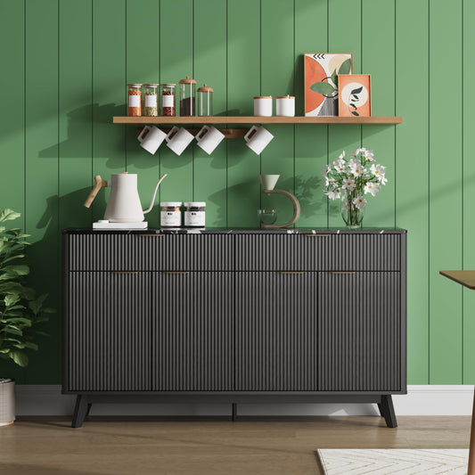 GarveeLife 60'' Sideboard Buffet Storage Cabinet with 2 Drawers 4 Doors & Adjustable Shelves