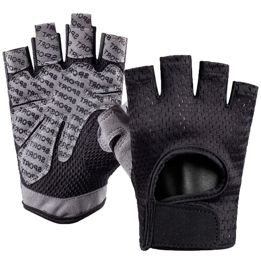LJCUTE Workout Gloves for Men & Women, Fingerless Breathable & Full Palm Protection Gym Exercise Gloves for Weight Lifting, Fitness, Powerlifting, Cycling (Black, Small)
