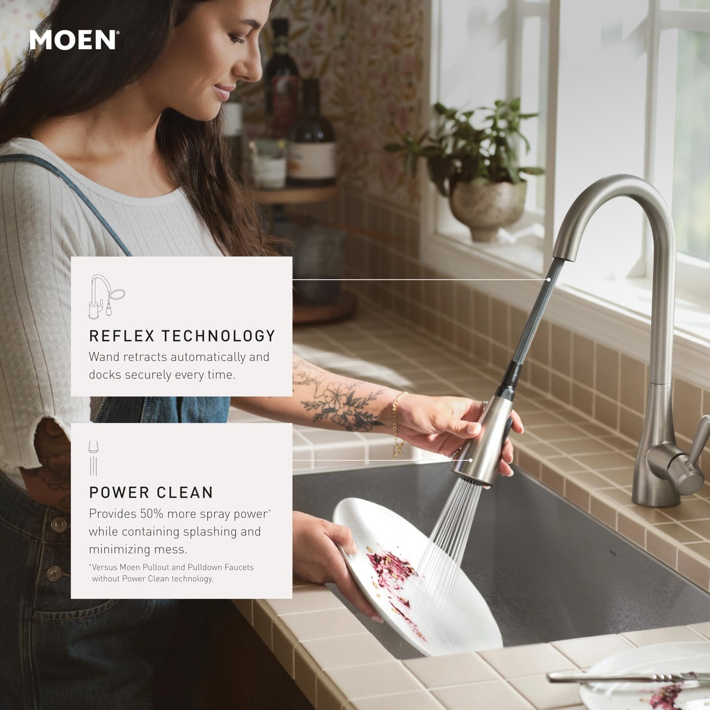 Moen Arbor Spot Resist Stainless Motionsense Wave Sensor Touchless One-Handle Single Hole Kitchen Sink Faucet, 7594EWSRS