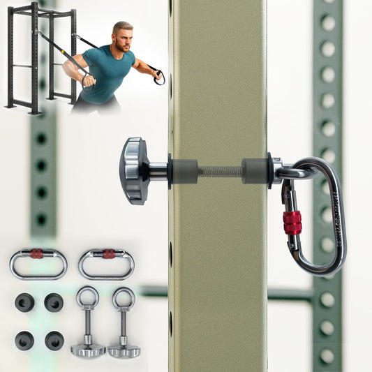 Squat Rack Attachments for Strength Training Equipment | Attachments for Power Cages & Squat Racks | Fits 2"x2" & 3"x3" Frames (1/2" & 1" Holes) | Ideal for Resistance Bands & TRX Training (2 PACK)