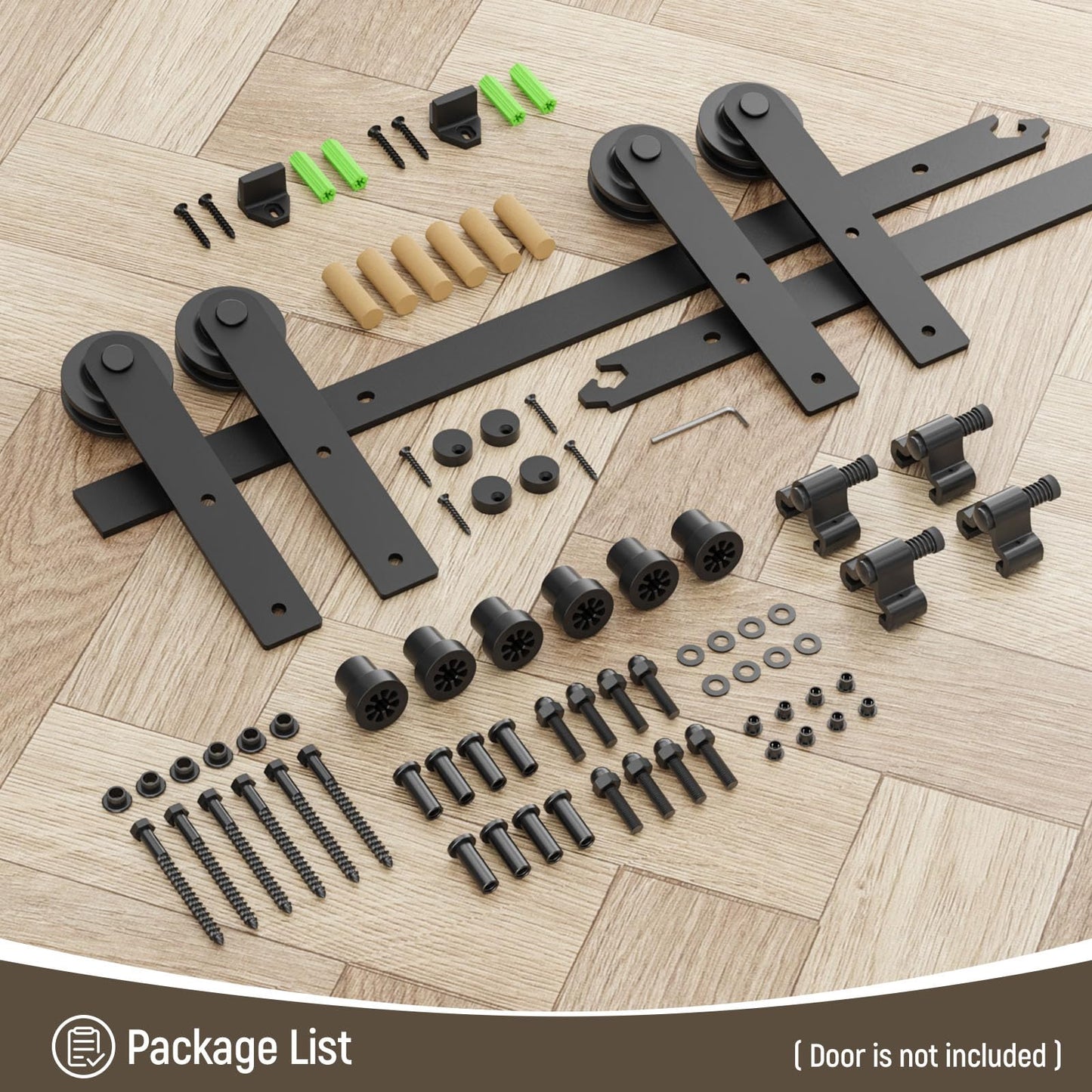 CCJH 20FT/236“ Sliding Barn Door Hardware Kit, Heavy Duty, Smoothly and Silently, Easy to Install, Fit 60" Width Double Door Panel, I Shaped Hangers Black