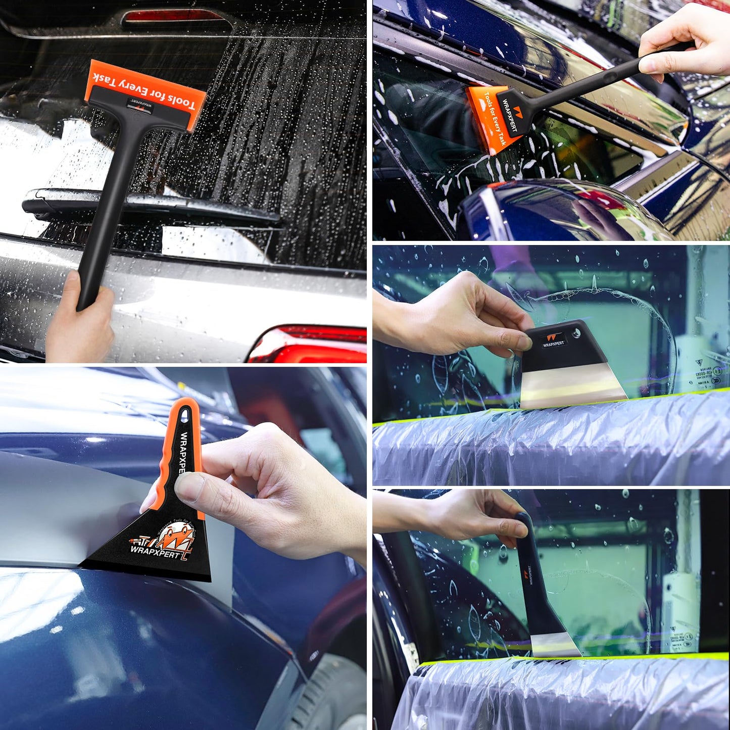 WRAPXPERT Window Tint Tools for Windshield/Rear/Side/Quarter Glass Window Film Installation, 20-in-1 Kits with LCD Heat Gun, Car Tint Squeegees, Utility Knives, Metal Trimming Scraper, Cleaning Cloth