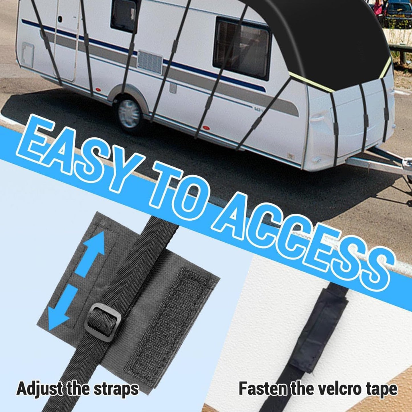 HFKJway 210D Oxford Travel Trailer Cover - Foldable, Easy to Clean Class C Rv Utility Cover, Black - 13m×3m