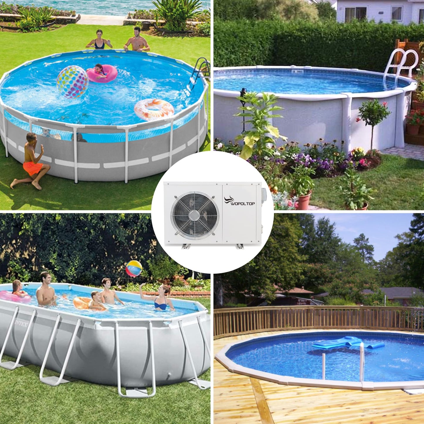 WOPOLTOP 20,000 BTU Swimming Pool Heat Pump - for Above and In Ground Pools and Spas, 5.6kW Electric Swimming Pool Heater Pump with Titanium Heat Exchanger, 110V~120V/ 60Hz, Up to 4200 Gallons