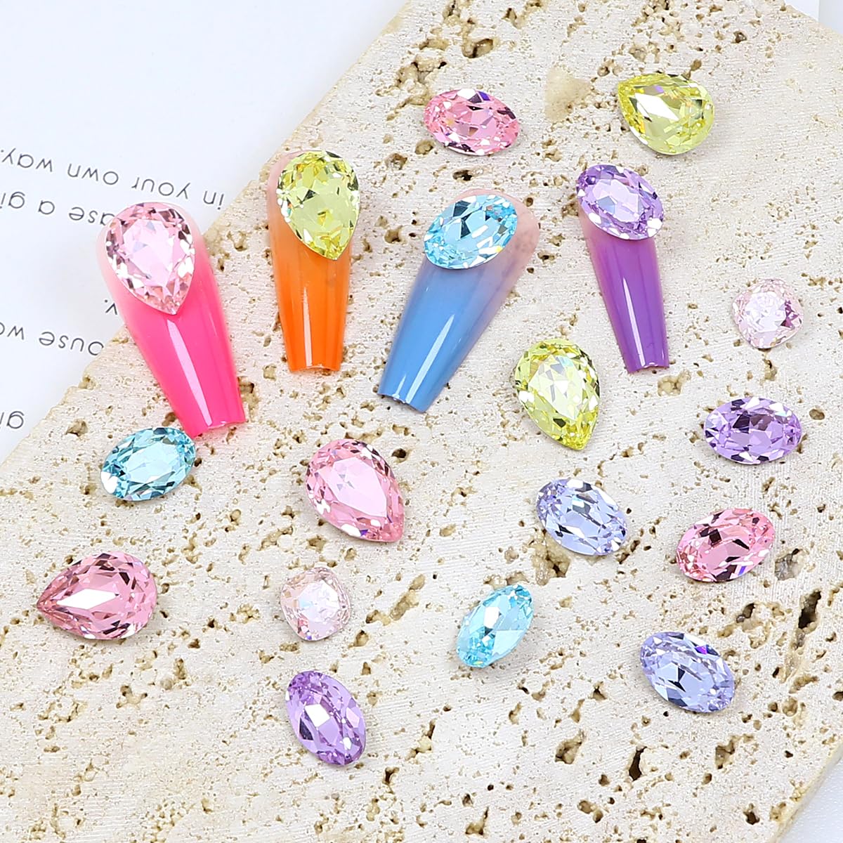 JINJIAO Large Nail Rhinestone,Pointback Mix Shape Nail Charms Mixed Color 3D Nail Art Rhinestone for Nail Art DIY Crafts