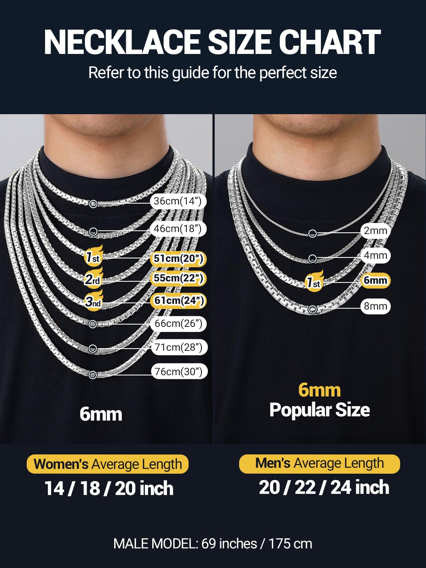 PROSTEEL Stainless Steel Silver Chain for Men 8mm Non Tarnish & Durable 14inch Chunky Choker for Women