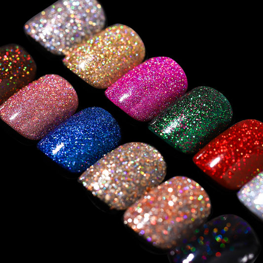 Teenitor Short Press on Nails,288PCS Glitter Square Press on Nails, Fake Nails, Short False Nails, Finger Nails