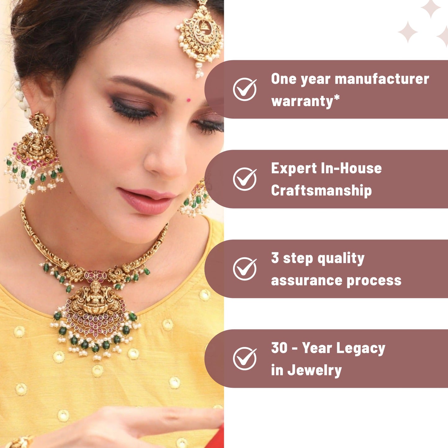 TARINIKA Antique Gold Plated Anandi Short Necklace Set with temple design - Indian Jewelry Sets for Women | Perfect for Ethnic Occasions | Traditional South Indian Necklace | 1 Year Warranty*