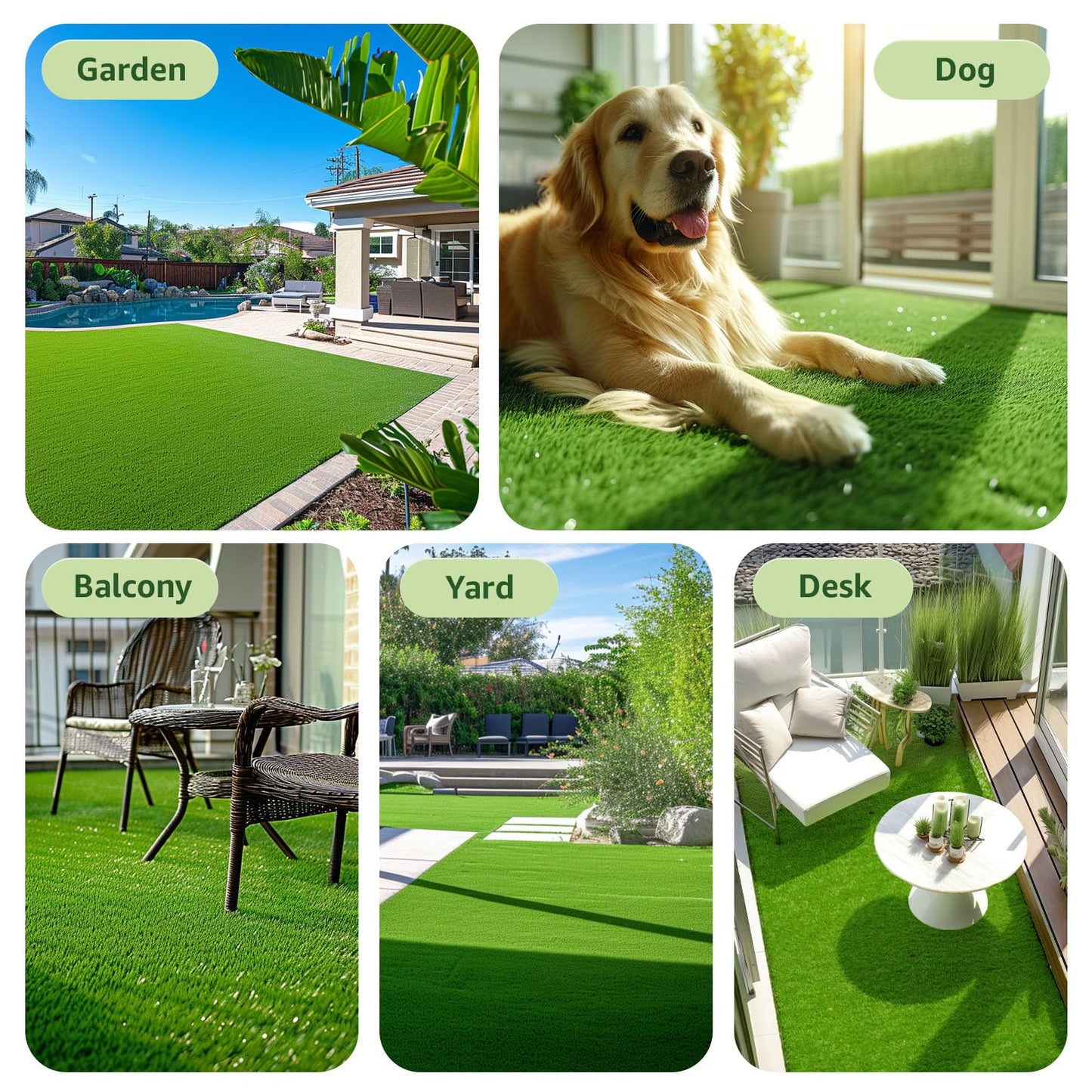 LOOBANI Synthetic Artificial Turf Roll, Artificial Grass for Dog Potty with Drainage Holes, Fake Grass Rug for Garden Landscape Balcony Patio Backyard Decoration, 4 Feet x 6 Feet