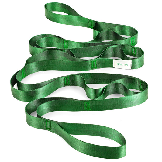 Kiemeu Stretch Strap With Loops For Physical Therapy, Yoga Straps For Stretching With Loops, Non-elastic Leg Straps For Knee Rehab, 8 ft Long x 1.2 inch Wide