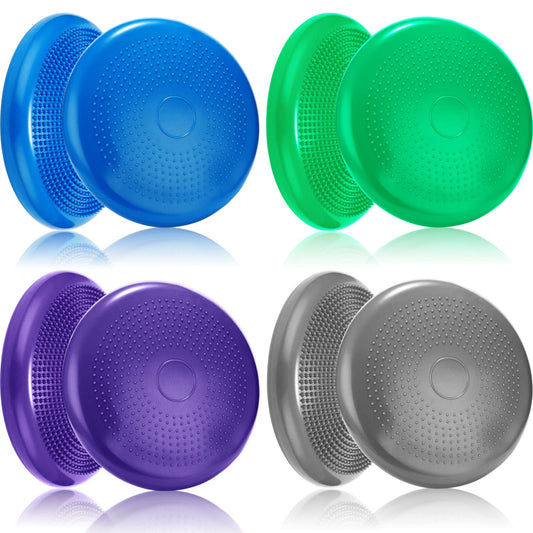 Jerify 4 Pcs Wiggle Seat Flexible Inflated Wobble Cushion Stability Balance Pad Balance Disc Sensory Seat for Men Women Fitness Physical Exercise Improving Posture Home Office(Multi Color)