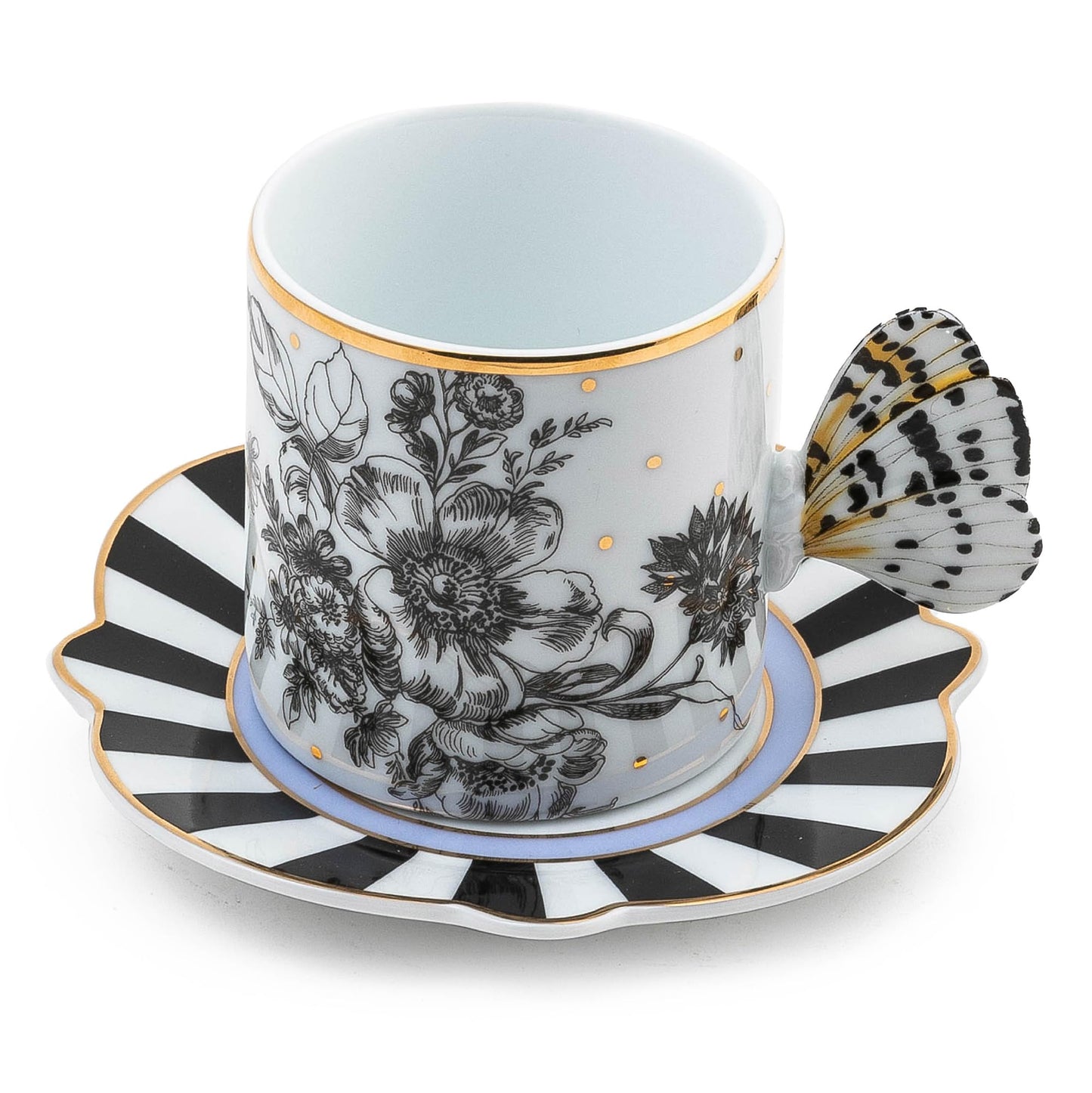 MACKENZIE-CHILDS Butterfly Toile Ceramic Mug with Saucer, 12 Ounces