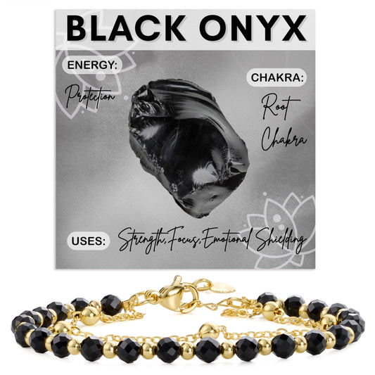 Farfume Black Onyx Crystal Bracelet Beaded Bracelets for Women 4mm Natural Stone Beads Gemstone Handmade Jewelry Valentine's Day Gifts