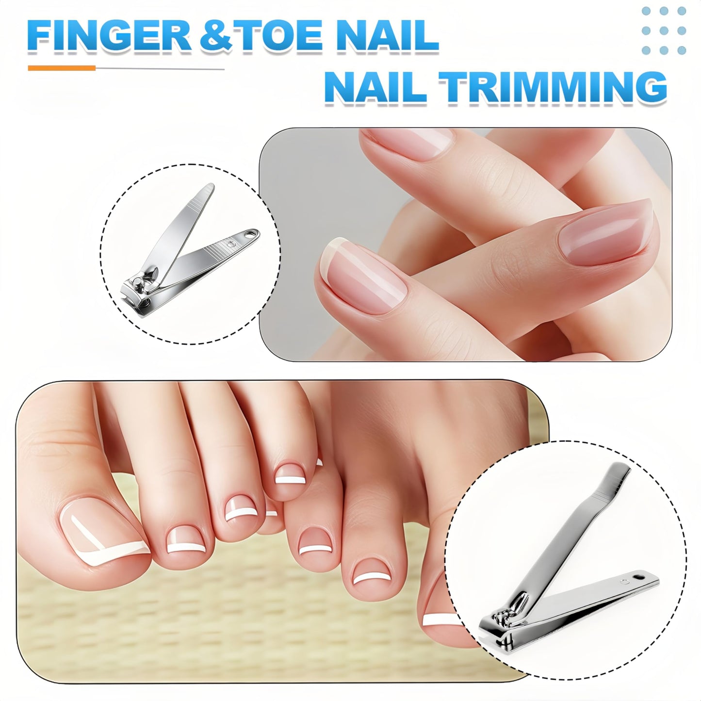 Keeshibao 20-Pack Stainless Steel Fingernail & Toenail Nail Clippers Bulk Set - 12 Small + 8 Medium Size with Storage Pouch, Manicure Kit for Men/Women Travel, Gifts, Homeless Care Supplies