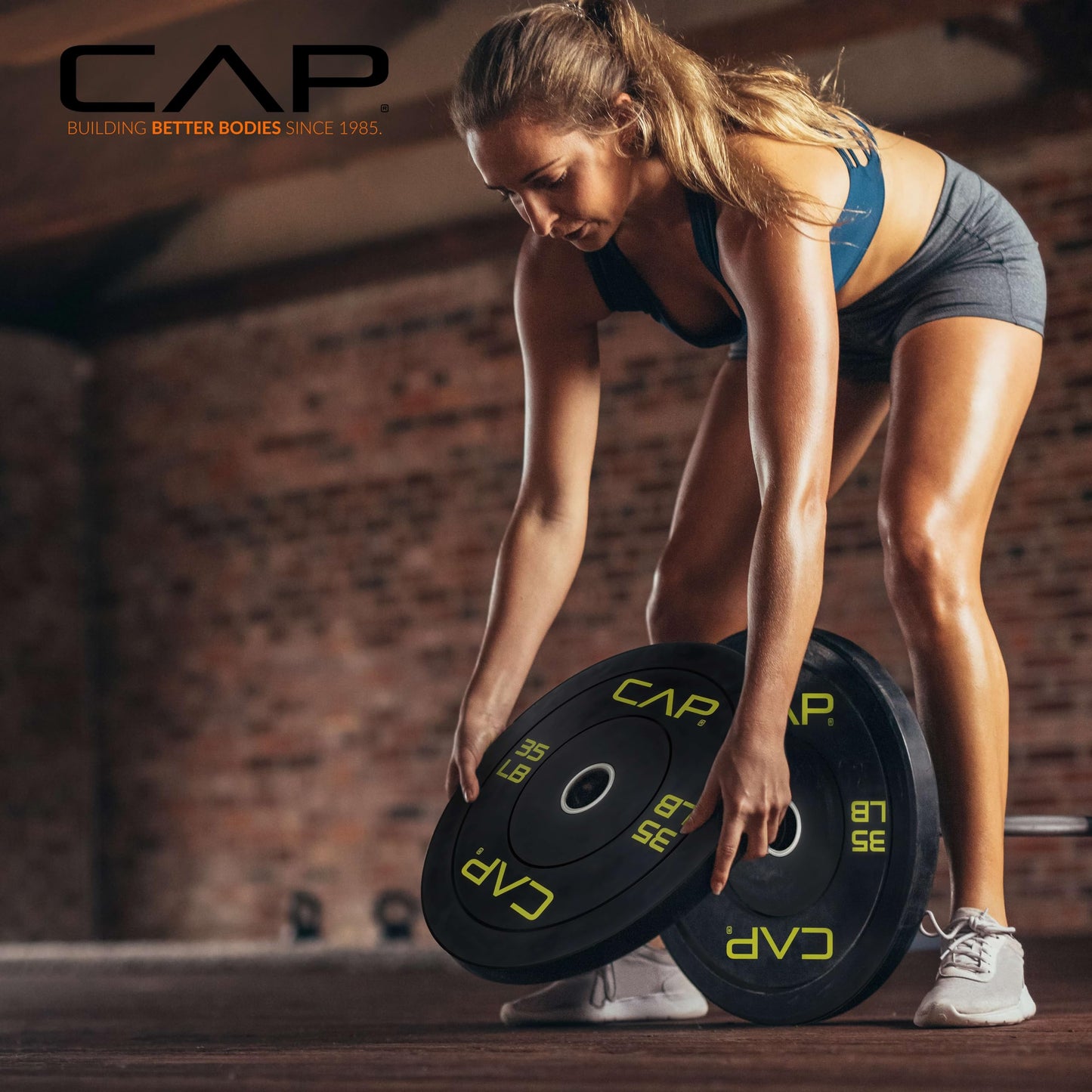 CAP Barbell 160 LB Economy Olympic Bumper Plate Set with Color Logo | Black