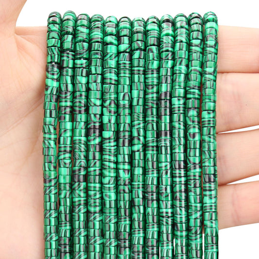 BONNY BOXX 150PCs Natural Malachite Spacer Beads, Loose Semi Precious Flat Round Gemstone Heishi Disc Stone Beads for Beading Jewelry Making 4mm*2mm