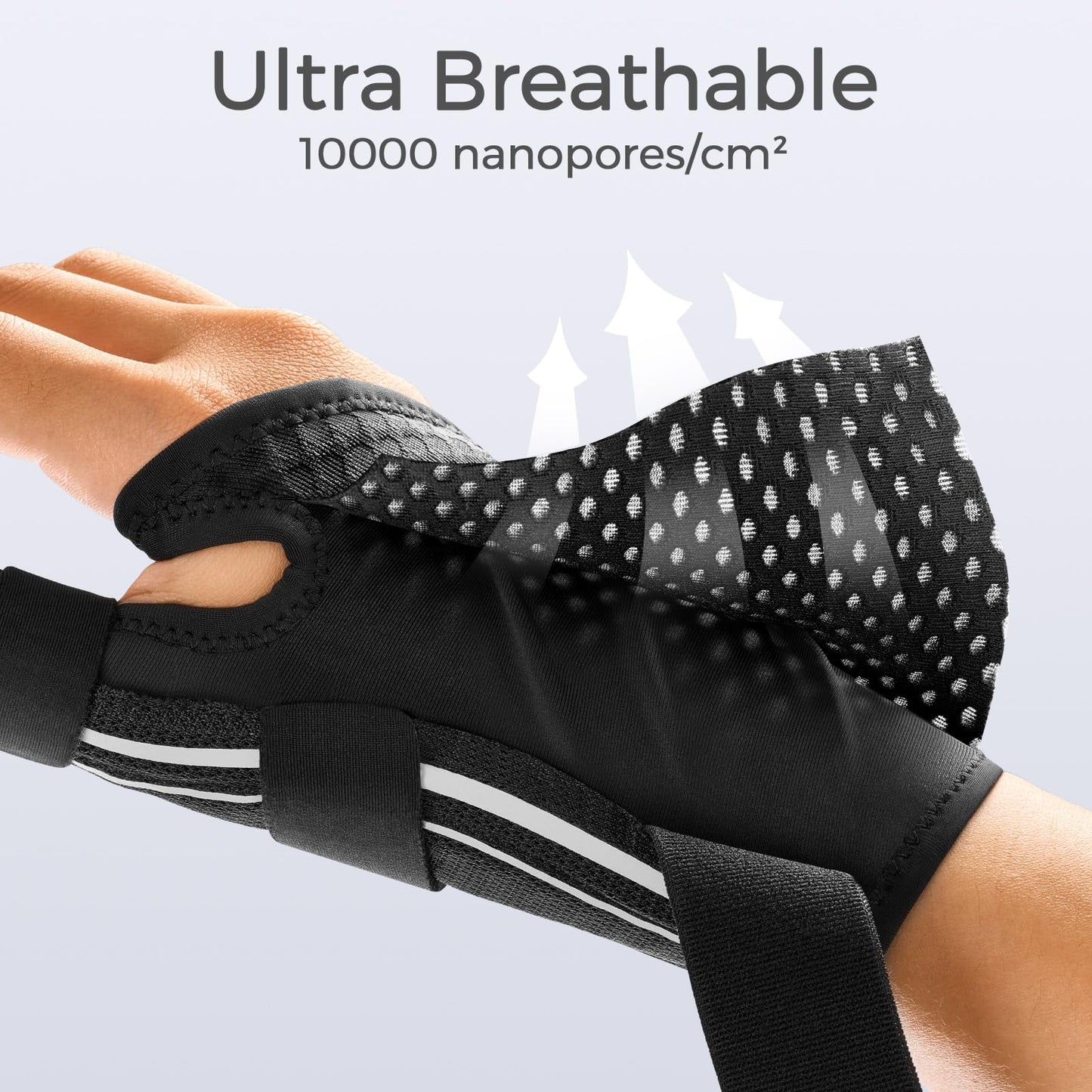 FREETOO Thumb Brace Support Right Hand or Left Hand for Arthritis Pain and Support, Thumb Spica Splint for Trigger Thumb, Thumb Stabilizer for Tendonitis, Sprain Fits Palm 7.5''-8.5'' S/M White