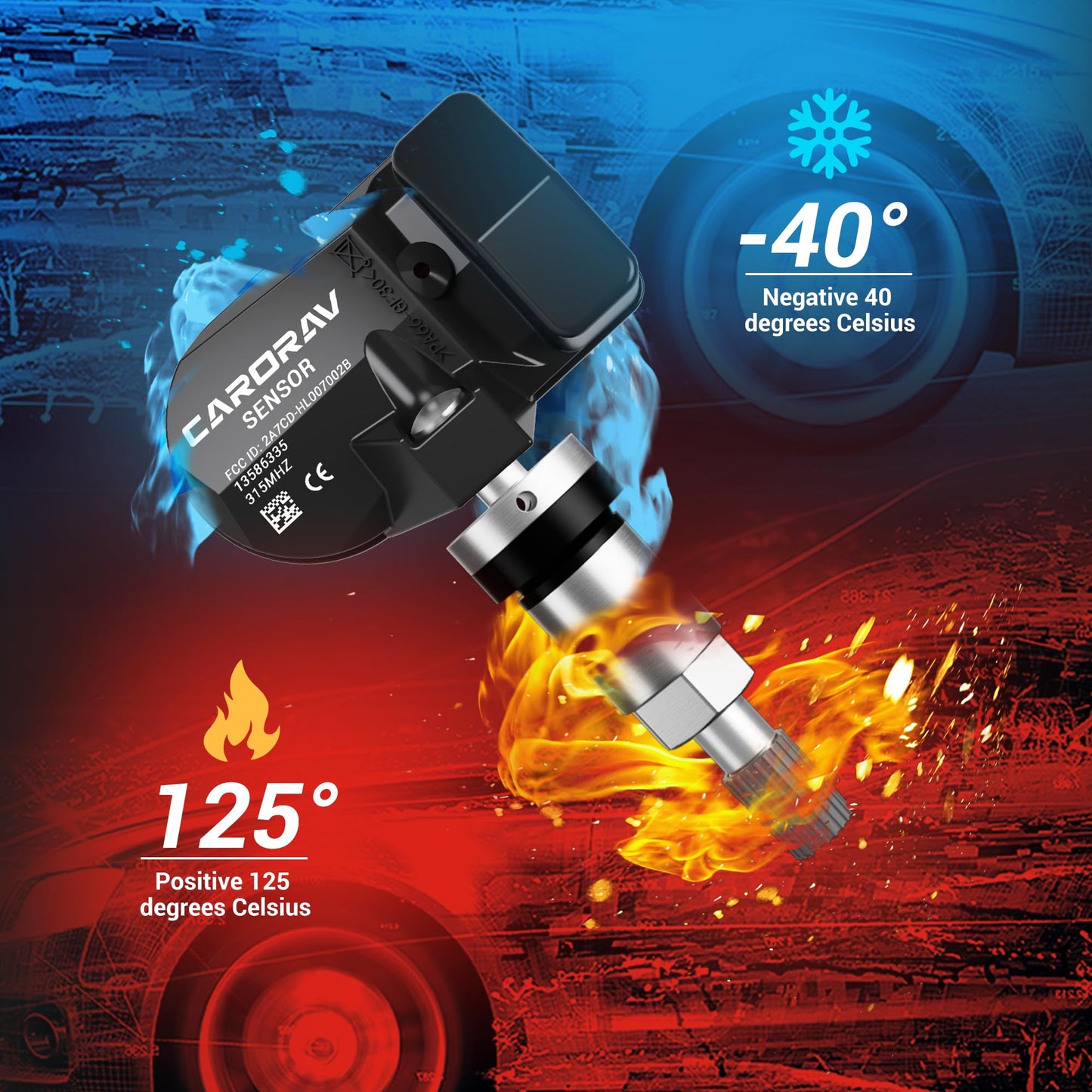 TPMS Sensor GM, 4-Pack Tire Pressure Monitoring System Sensor Replacement for GM Chevy GMC Cadillac Buick, 315MHz OE Replaces for 13586335 13581558 13598771 13598772