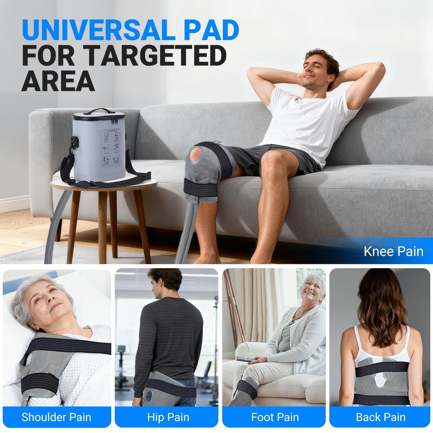 Cold Therapy Machine, Portable Ice Machine for Knee After Surgery，Programmable Knee Replacement Recovery System, Cryotherapy for Post Surgery Recovery Sports Injuries, Reduce Swelling, Circular Gray