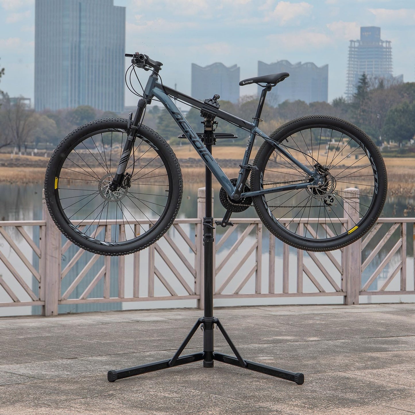 cyclists Bike Repair Stand (Max 110lbs) - eBike Stand for Workstand Maintenance - E Bike Repair Stand Bicycle Shop Home Mechanics, Hand-Cranked Lifting (Mechanical Lift)
