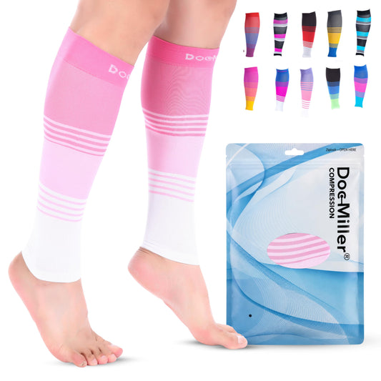 Doc Miller Calf Compression Sleeve for Men & Women – 20–30 mmHg Graduated Compression, Footless Compression Socks Alternative for Running, Shin Splints, Swelling, Varicose Veins –Calf Support, 1 Pair