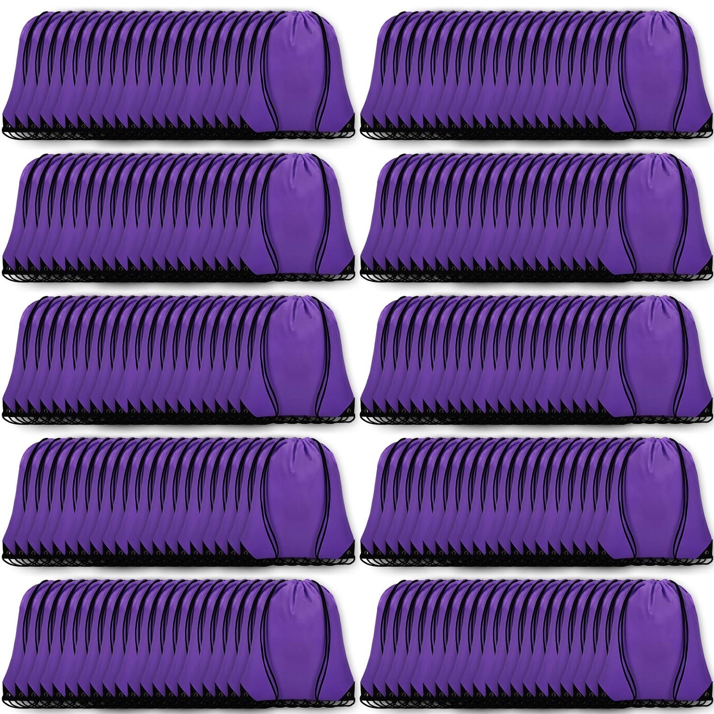 Grneric 200Pcs Drawstring Backpack Bulk Cinch Sackpack Drawstring Bags Nylon for Gym Party Trip(Purple)