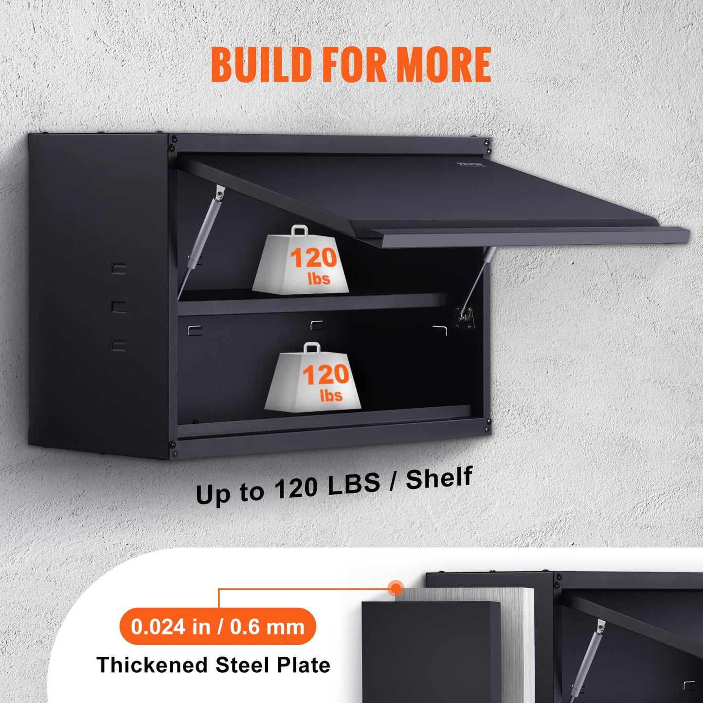 VEVOR Metal Storage Cabinet, 120lbs Load Capacity per Shelf, 20'' Tall Wall-Mounted Powder-Coating Steel Garage Cabinet with Adjustable Shelf, Press to Close & Open Door Perfect for Office Garage Tool