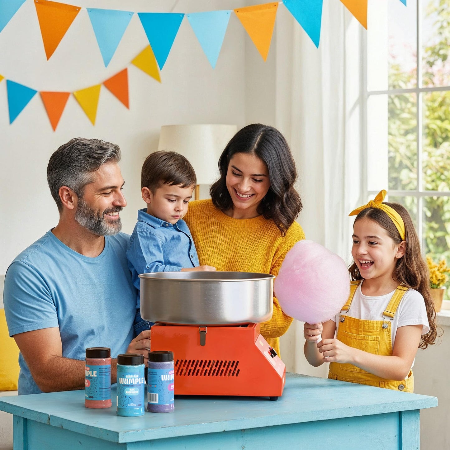 Wumple - Cotton Candy Machine Pro, Quick Heat-Up, Electric Machine with Large Stainless Steel Bowl for Parties & Business (Red)