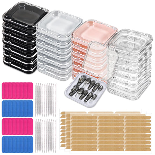 40 PCS Press on Nail Boxes 3 X 3 Inch Acrylic Fake Nails Case Packaging for Press Ons, Nail Storage Display Box with Nails Salon Accessories