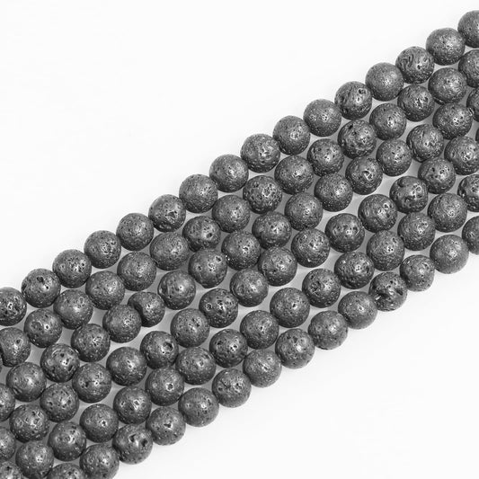 8mm Natural Gemstone Lava Round Loose Beads for Jewelry Making DIY Bracelet Necklace (45-48pcs/strand)