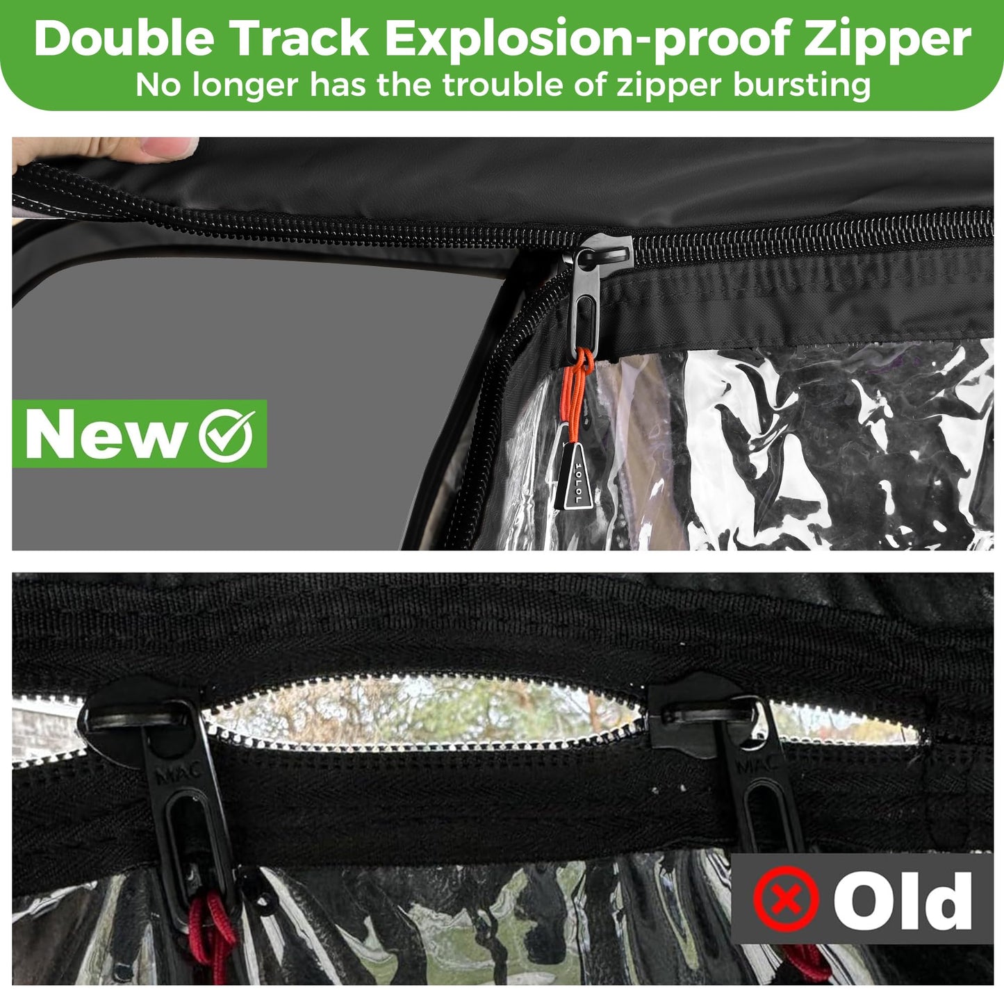 10L0L 4 Passenger Golf Cart Enclosure for Club Car DS (Short Roof 56"), Windproof Waterproof Portable Storage Cover 4-Sided Clear Window & Roll-up Zipper Door - Black Red
