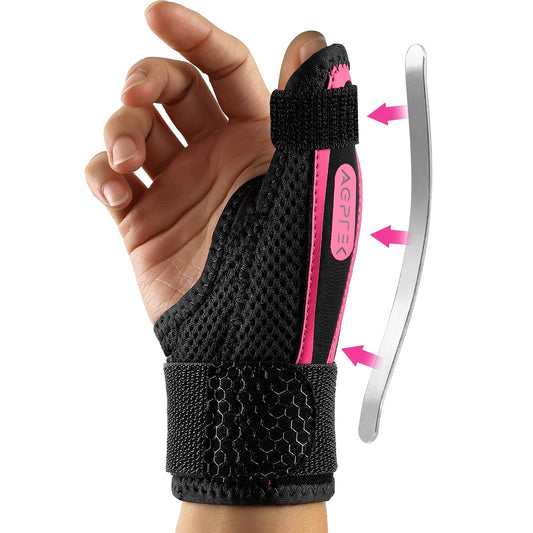 AGPTEK Trigger Thumb Brace Right Left Hand, Removable Thumb Spica Support Splint, Thumb Support & Stabilizer for De Quervains Tenosynovitis, CMC, Arthritis, Tendonitis, Sprain, Pain Relief, Rose Pink,M