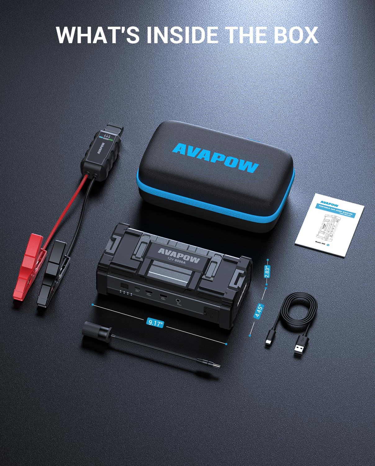 AVAPOW 5000A 150PSI Jump Starter Whit Air Compressor with 4″ HD Display & AVAPOW 6000A Car Battery Jump Starter for All Gas & Up to All Diesel Engines